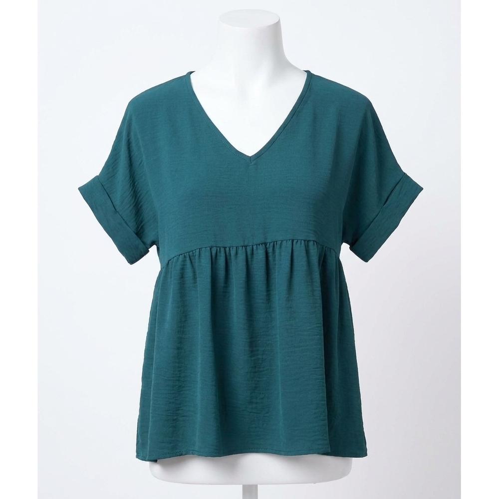 NEW ENTRO textured babydoll top in teal